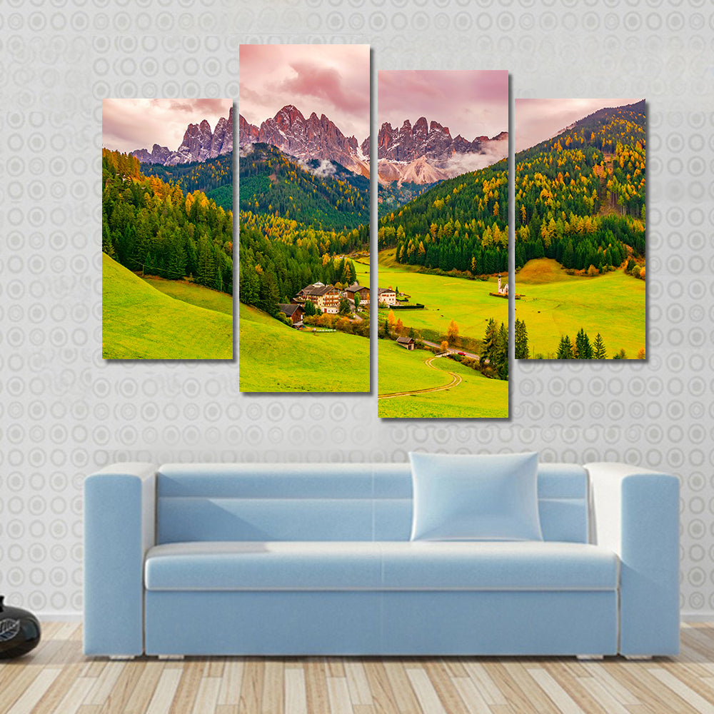 Santa Maddalena Village at Autumn Twilight Canvas Wall Art