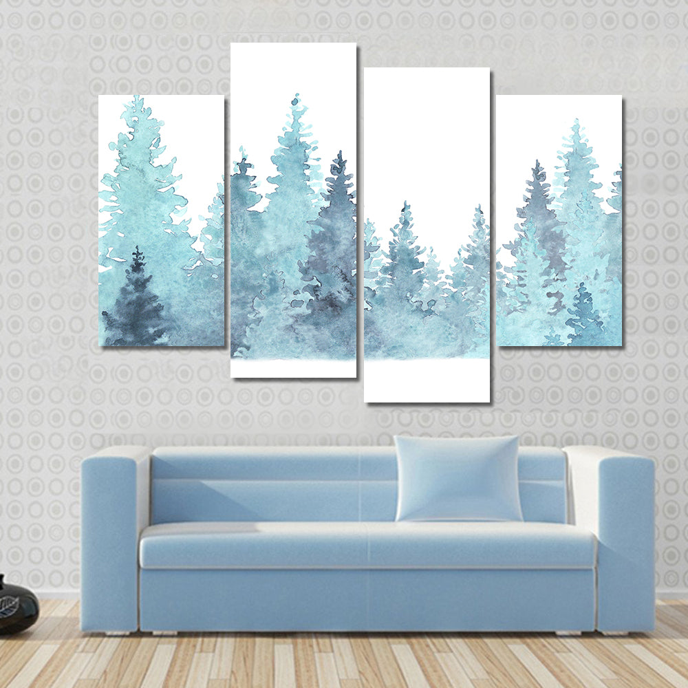Watercolor Coniferous Forest Canvas Wall Art
