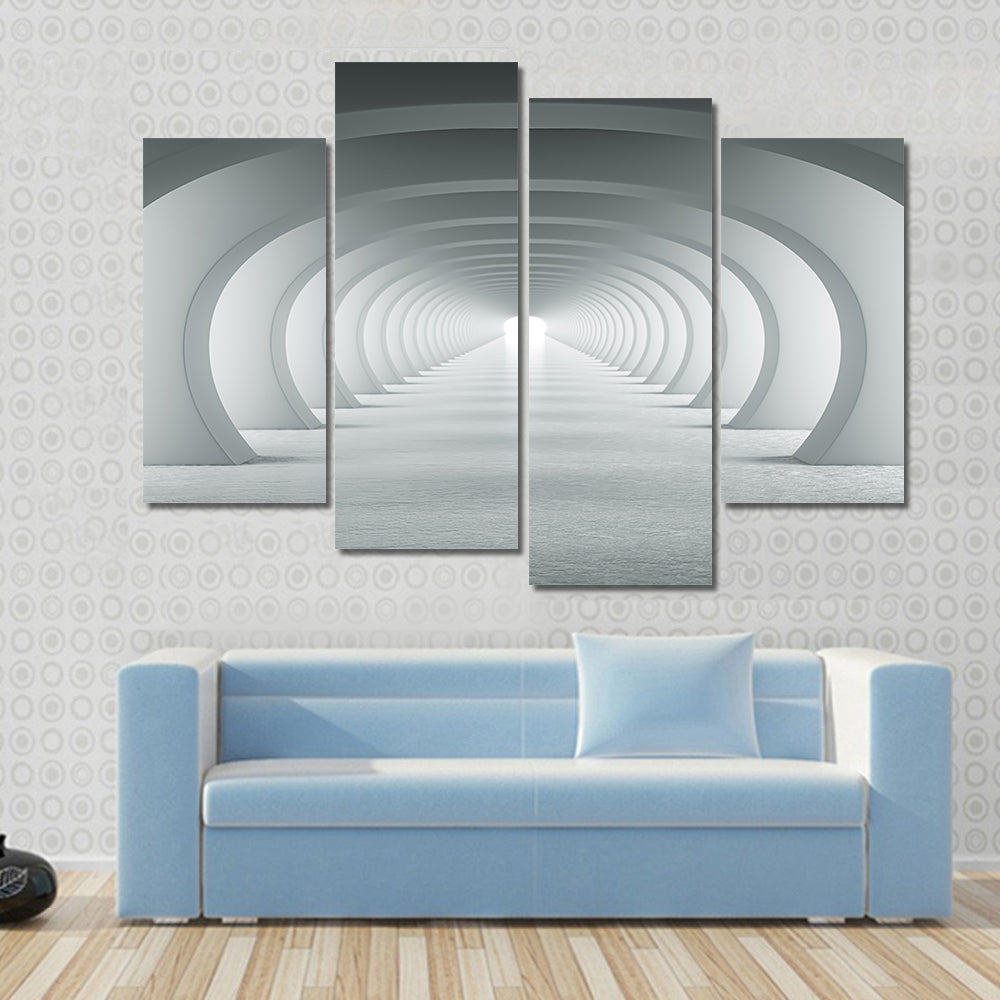 3d White Arch Tunnel Canvas Wall Art