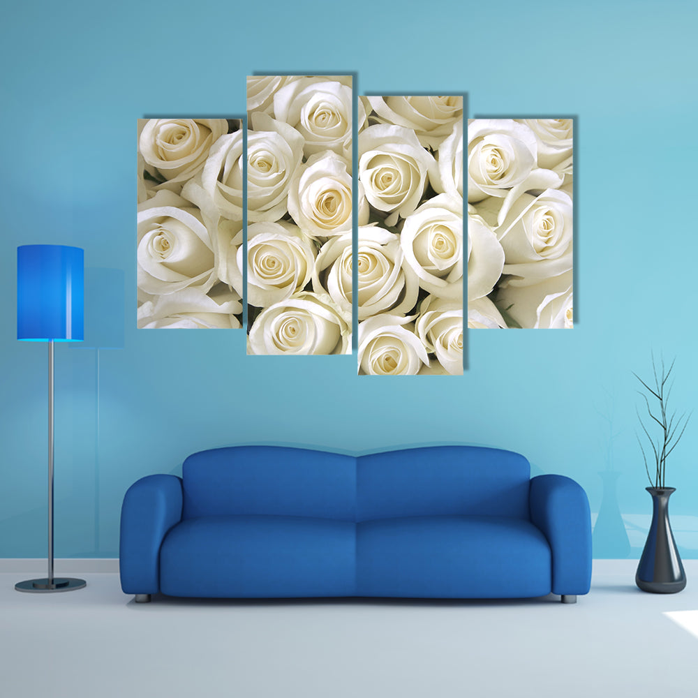 Silky White Roses Canvas Wall Art