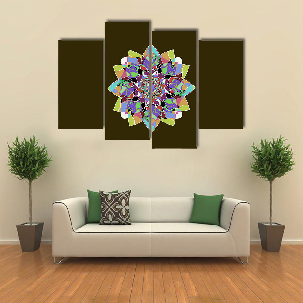 Dahlia Flower Mandala Canvas Wall Art