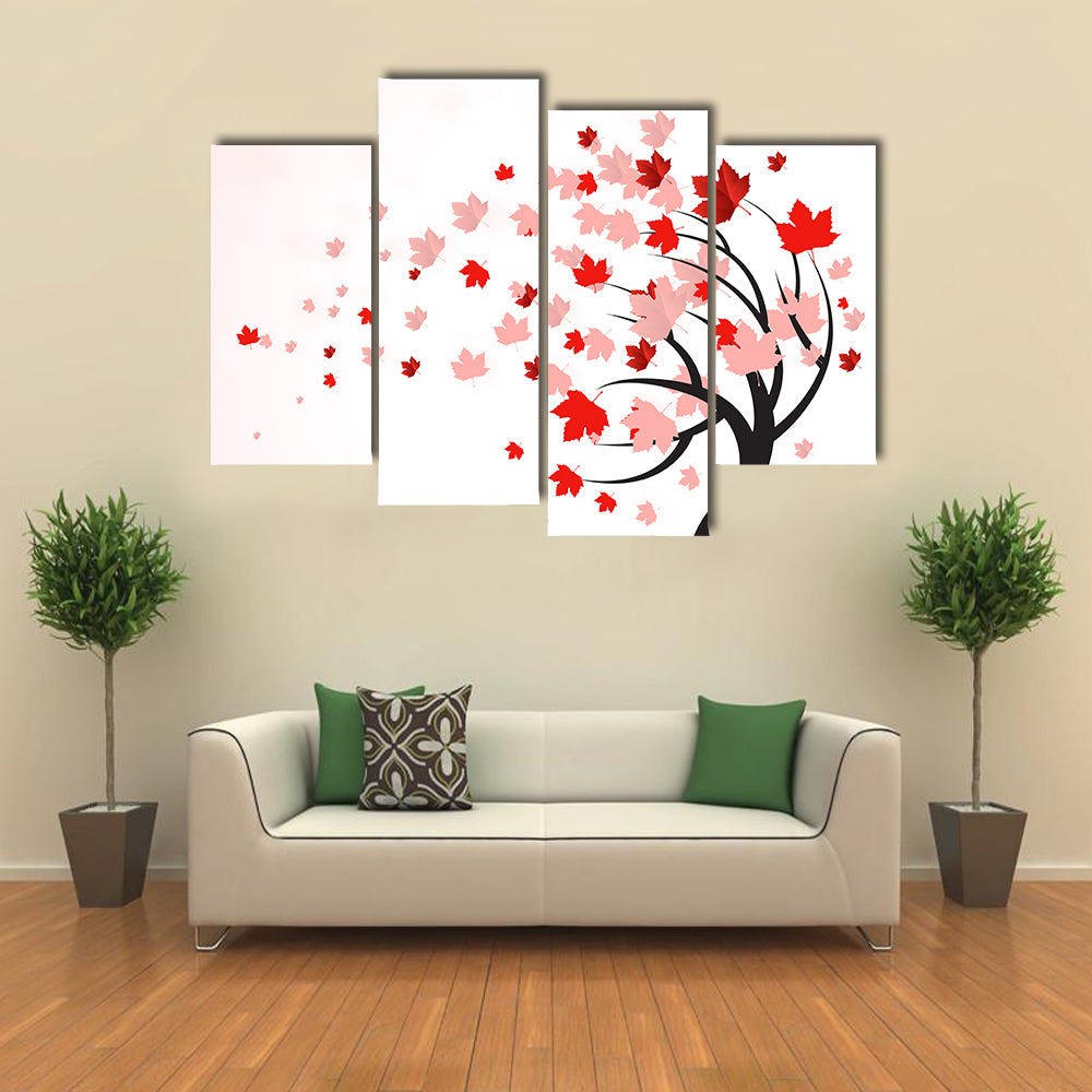 Red Autumn Tree Canvas Wall Art