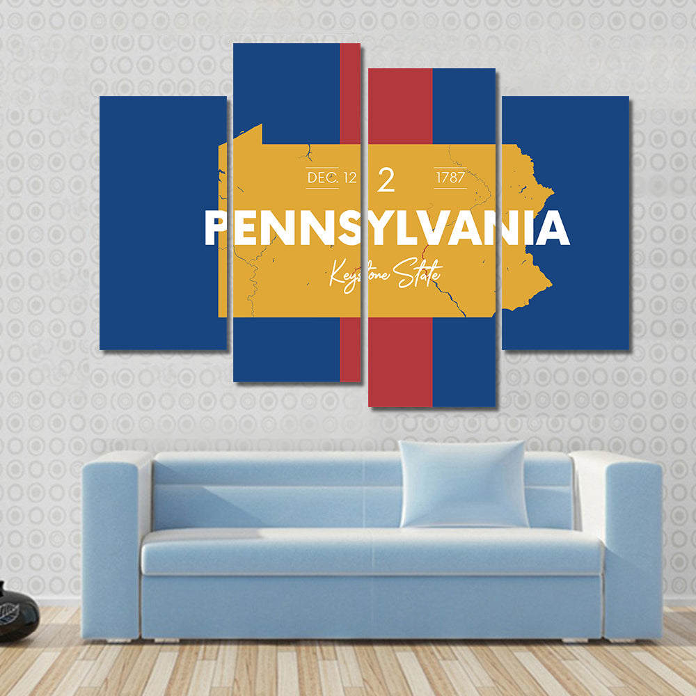 Pennsylvania Typographic Map Canvas Wall Art