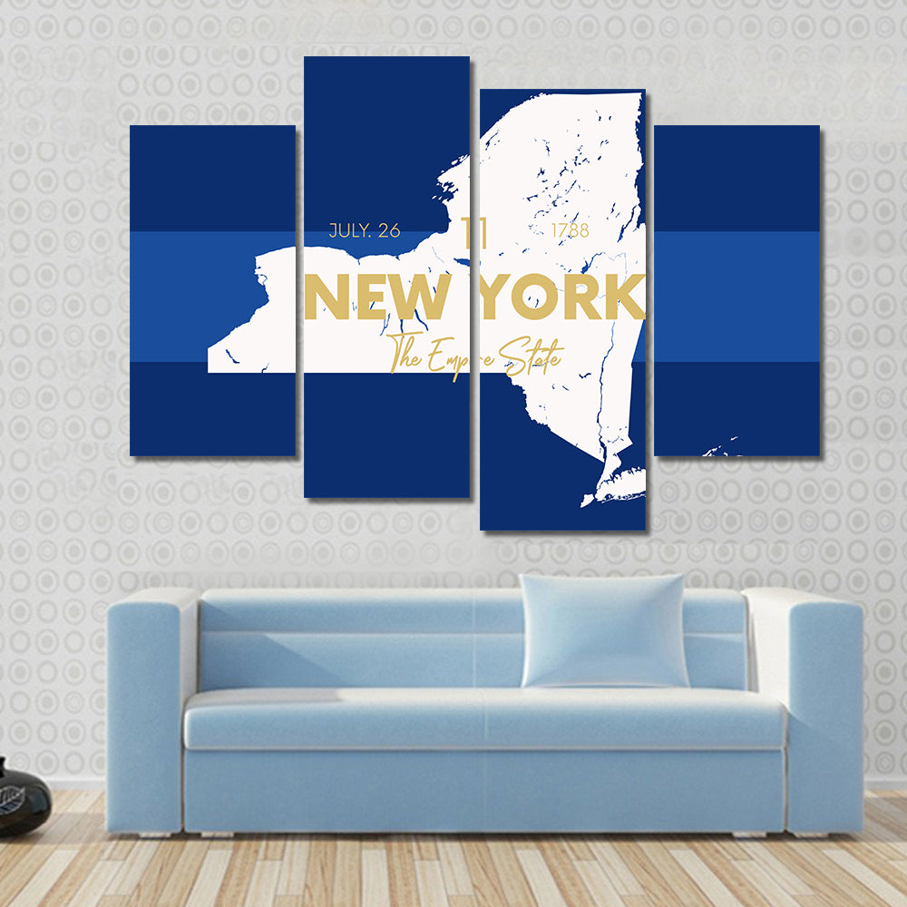 New York State Map Canvas Wall Art
