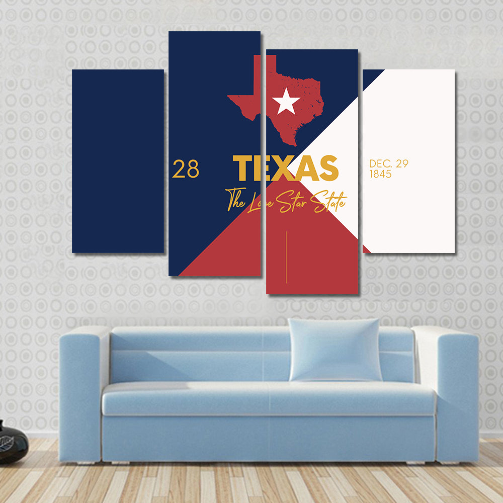 Texas Map with Lone Star Canvas Wall Art