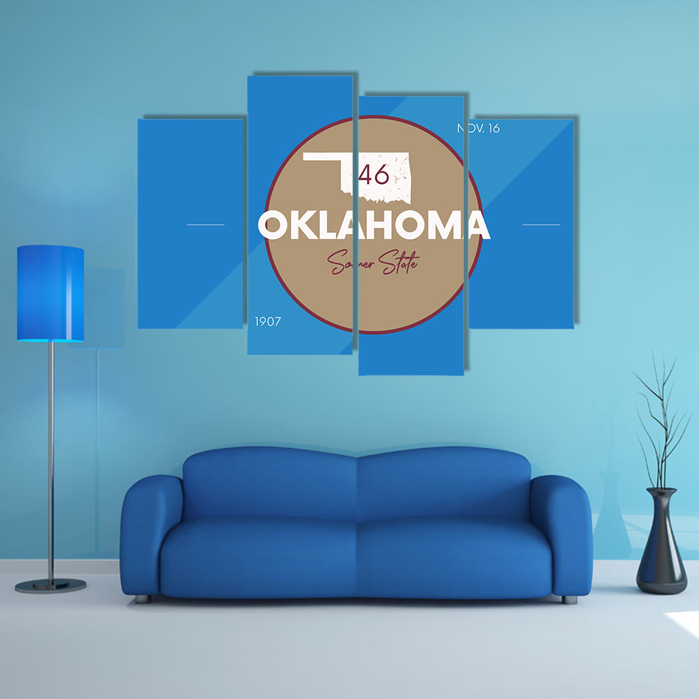 Oklahoma State Map Emblem Canvas Wall Art