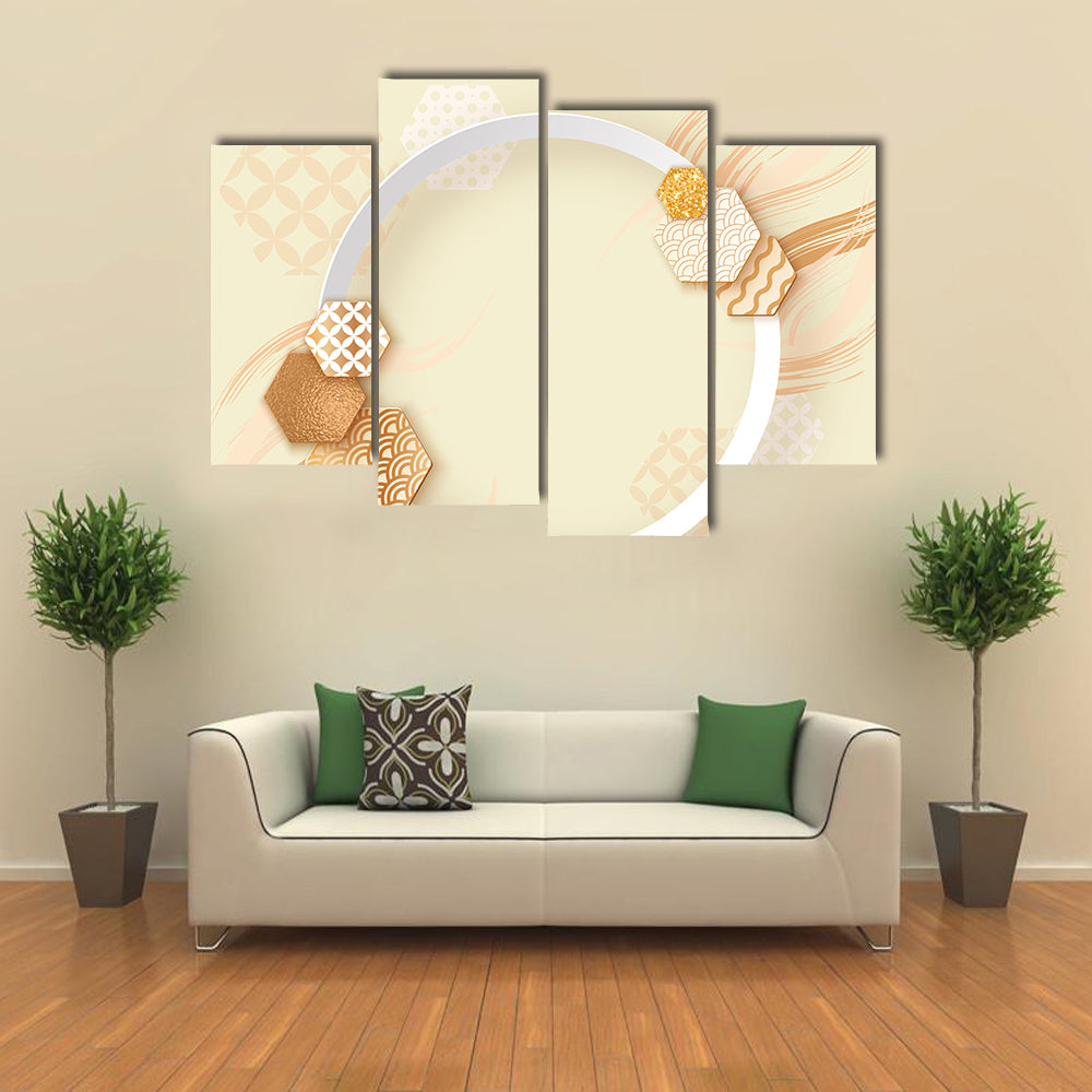 Zen Gold Circle with Pattern Canvas Wall Art