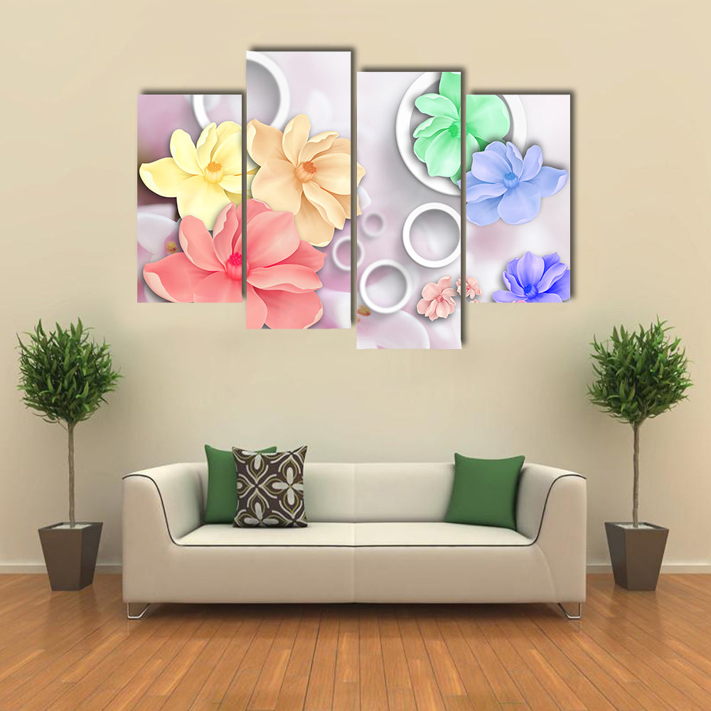Layered Pastel Floral Ornament Canvas Wall Art