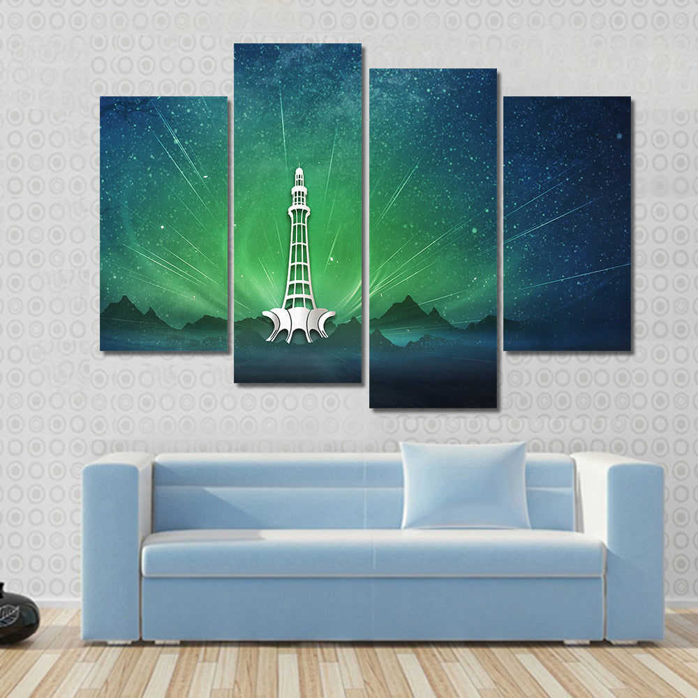 Minar-e-pakistan Aurora Nightscape Canvas Wall Art