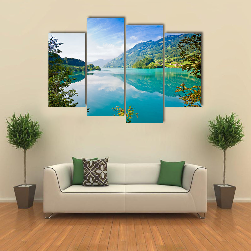 Majestic Mountain Lake In Switzerland Canvas Wall Art