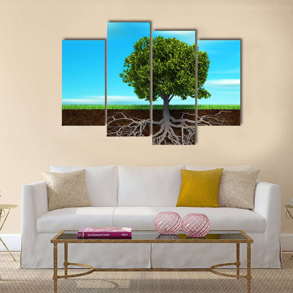 Root Of A Tree Illustration Canvas Wall Art