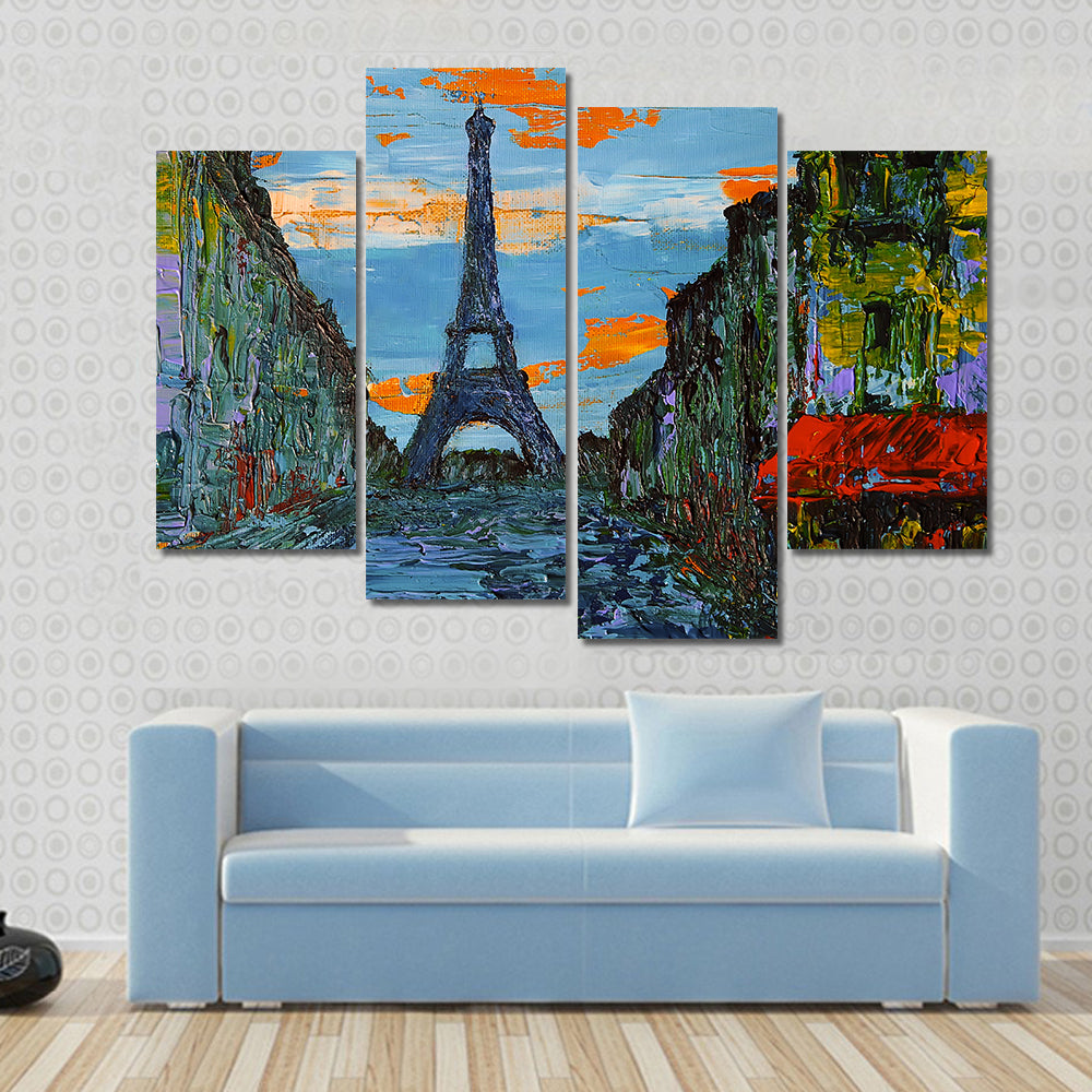 Paris Street at Sunset Canvas Wall Art