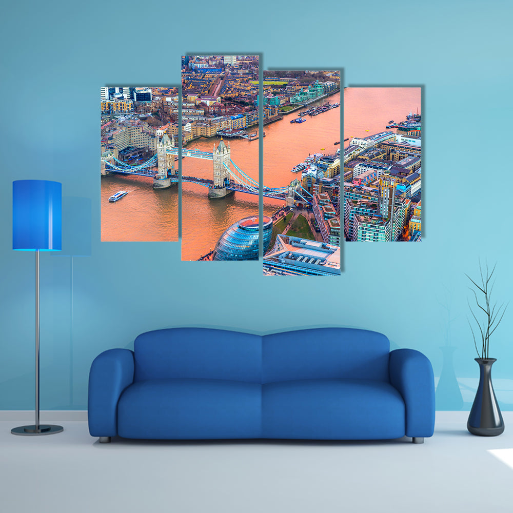 Tower Bridge And Thames River In London Canvas Wall Art