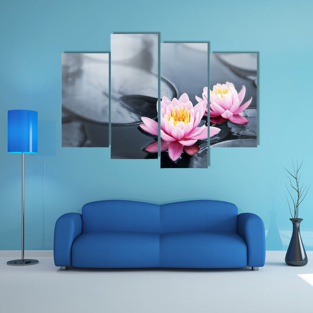 Pink Lotus Blossoms Canvas Wall Art