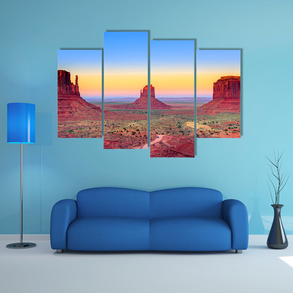 Sunset At Monument Valley In USA Canvas Wall Art