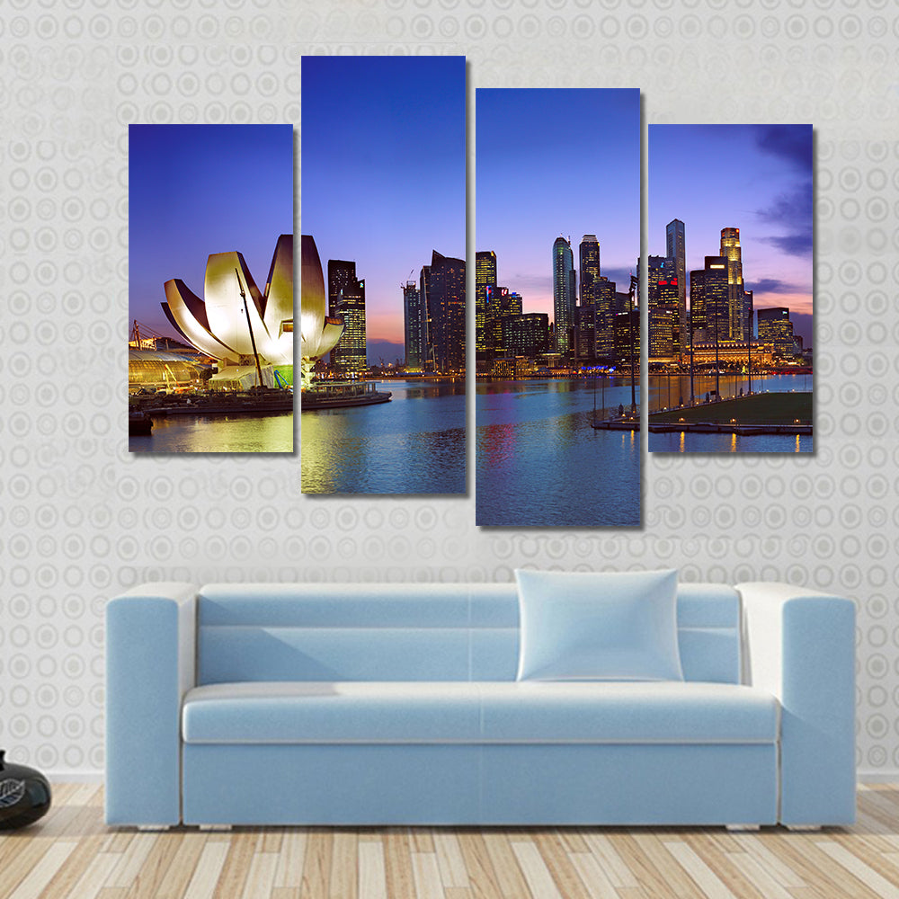 Singapore In Twilight Canvas Wall Art