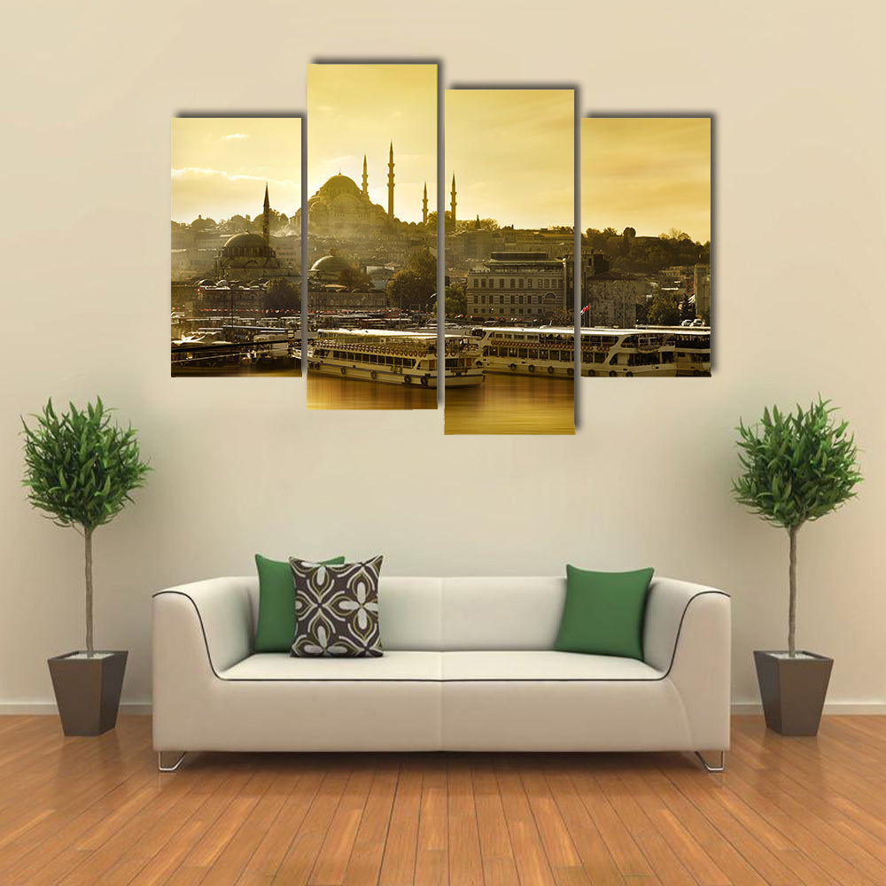 Suleymaniye Mosque Golden Horn In Istanbul Turkey Canvas Wall Art