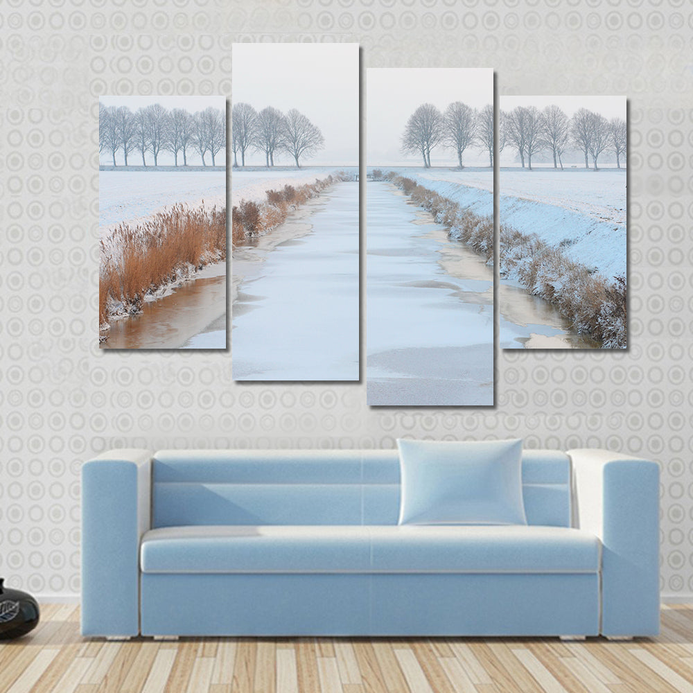 Winter Landscape In Holland Canvas Wall Art
