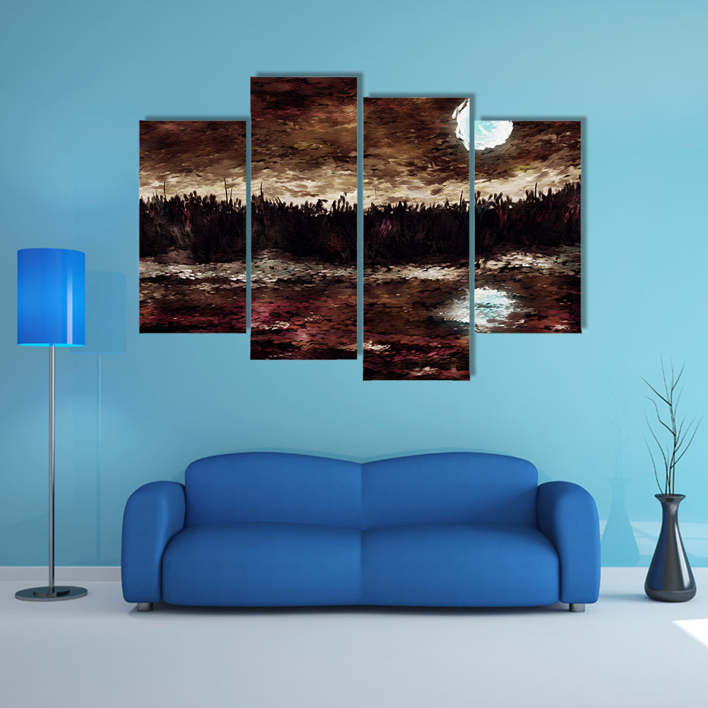 Moonlit Lake Canvas Wall Art
