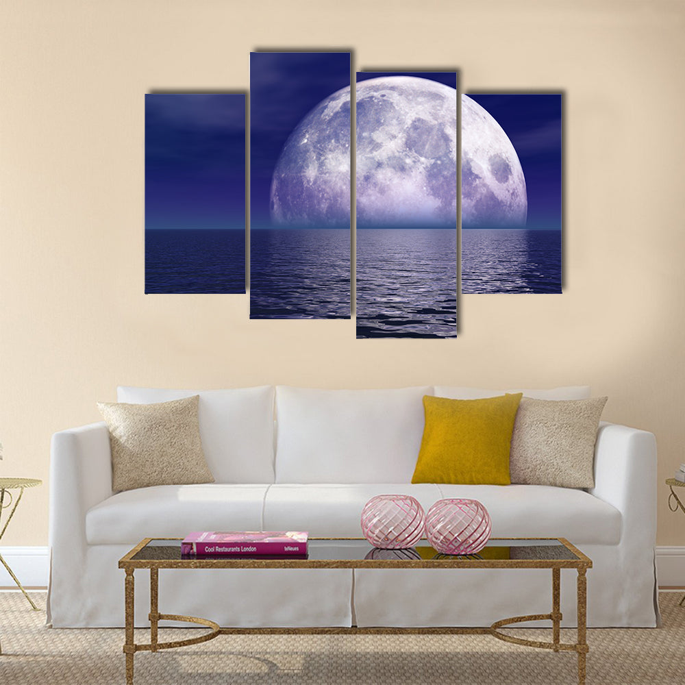 Full Moon Over Water Canvas Wall Art