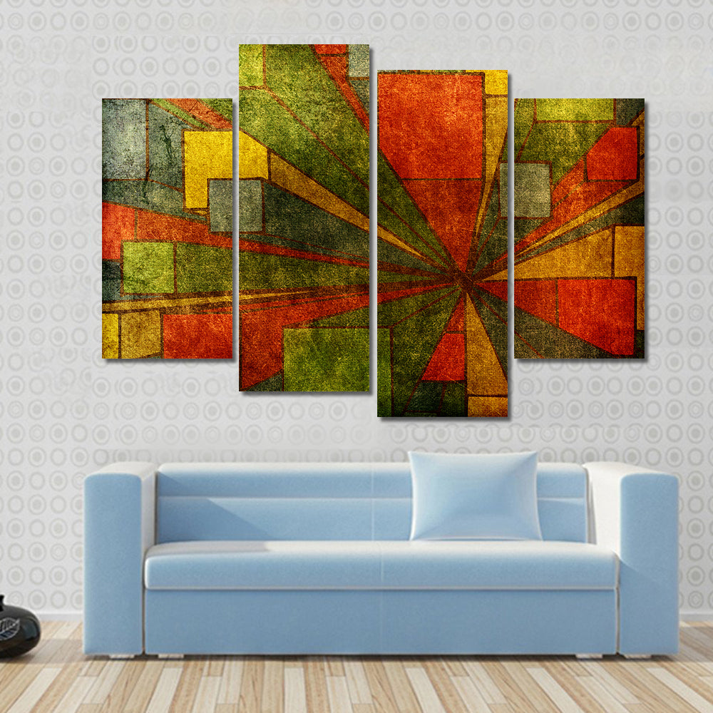 Grunge Geometric Radial Abstract Canvas Wall Art