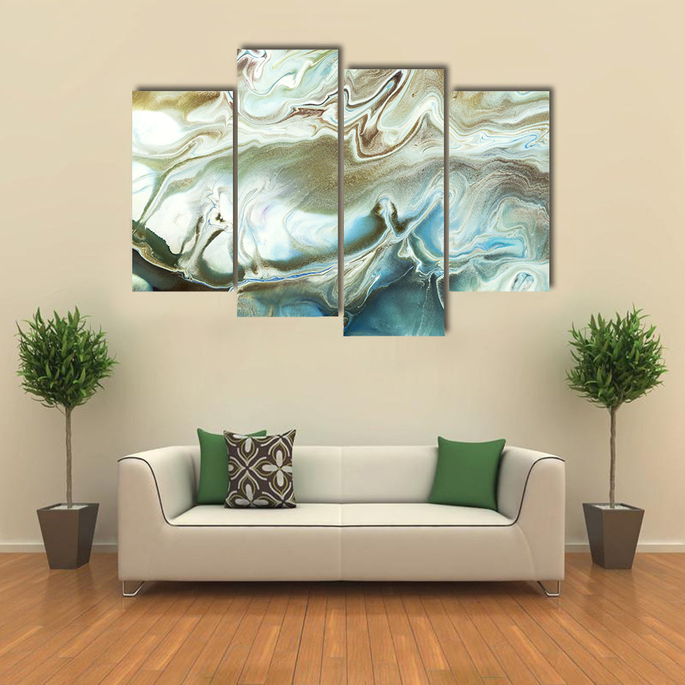 Acrylic Marble Texture with Gold Accents Canvas Wall Art