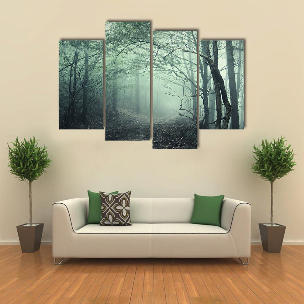 Foggy Forest Pathway Canvas Wall Art