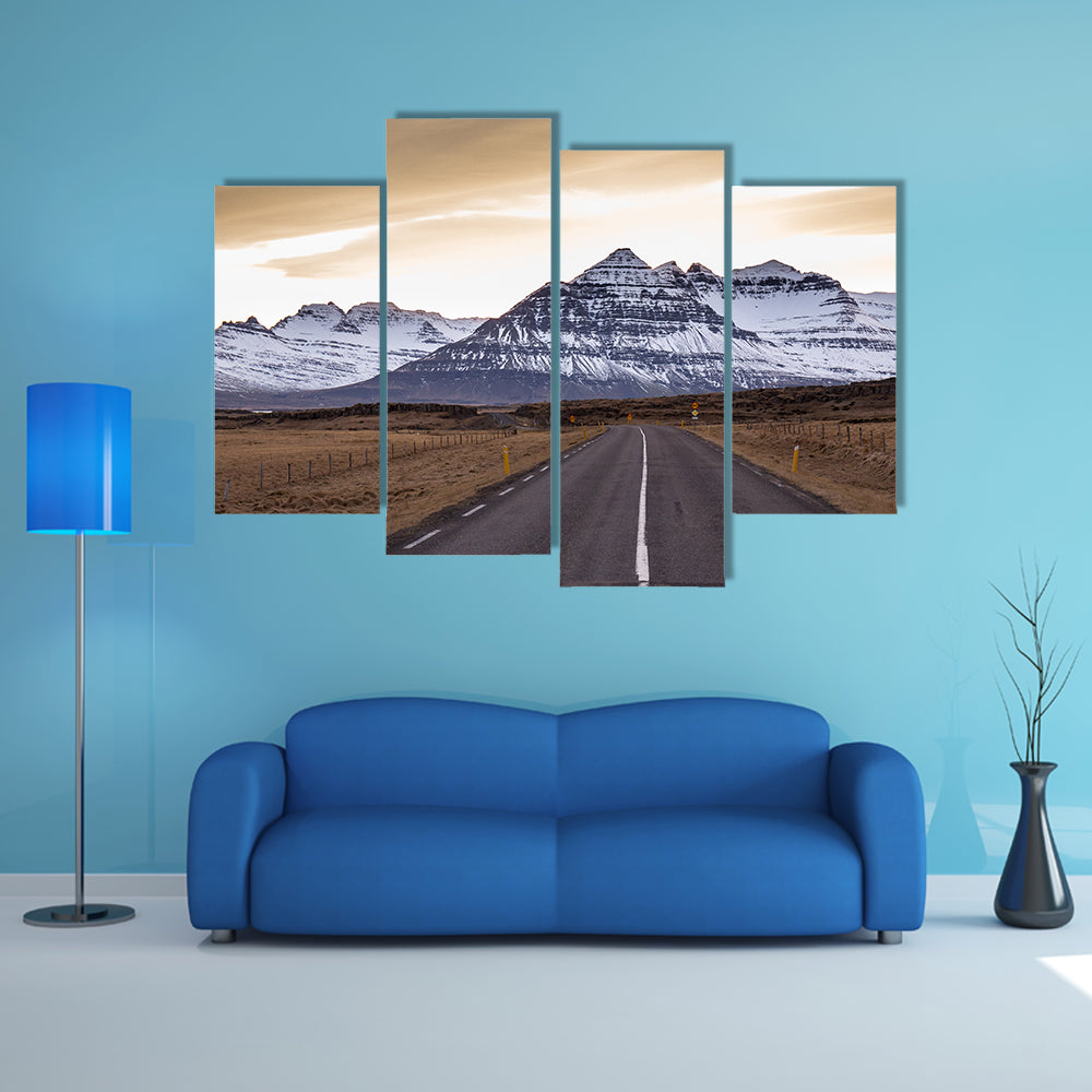 Ring Road At Sunset In East Fjords In Iceland Canvas Wall Art