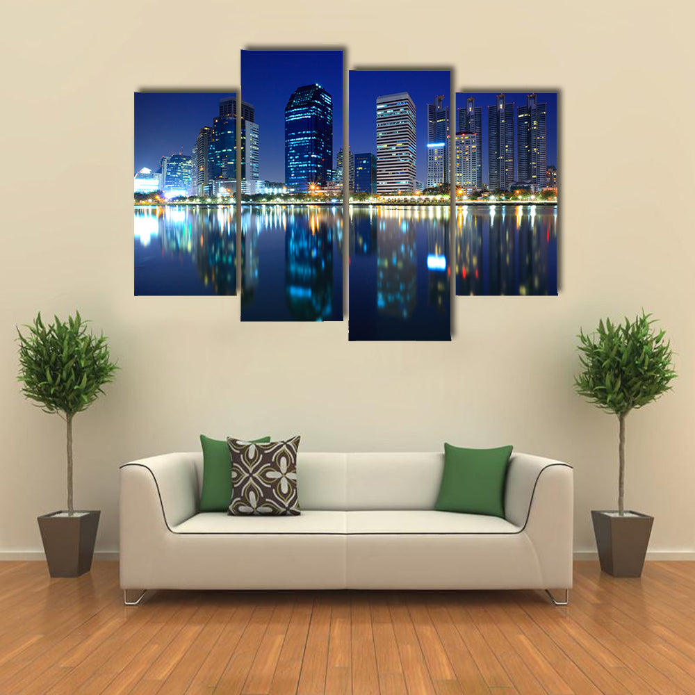 Bangkok City At Night In Thailand Canvas Wall Art