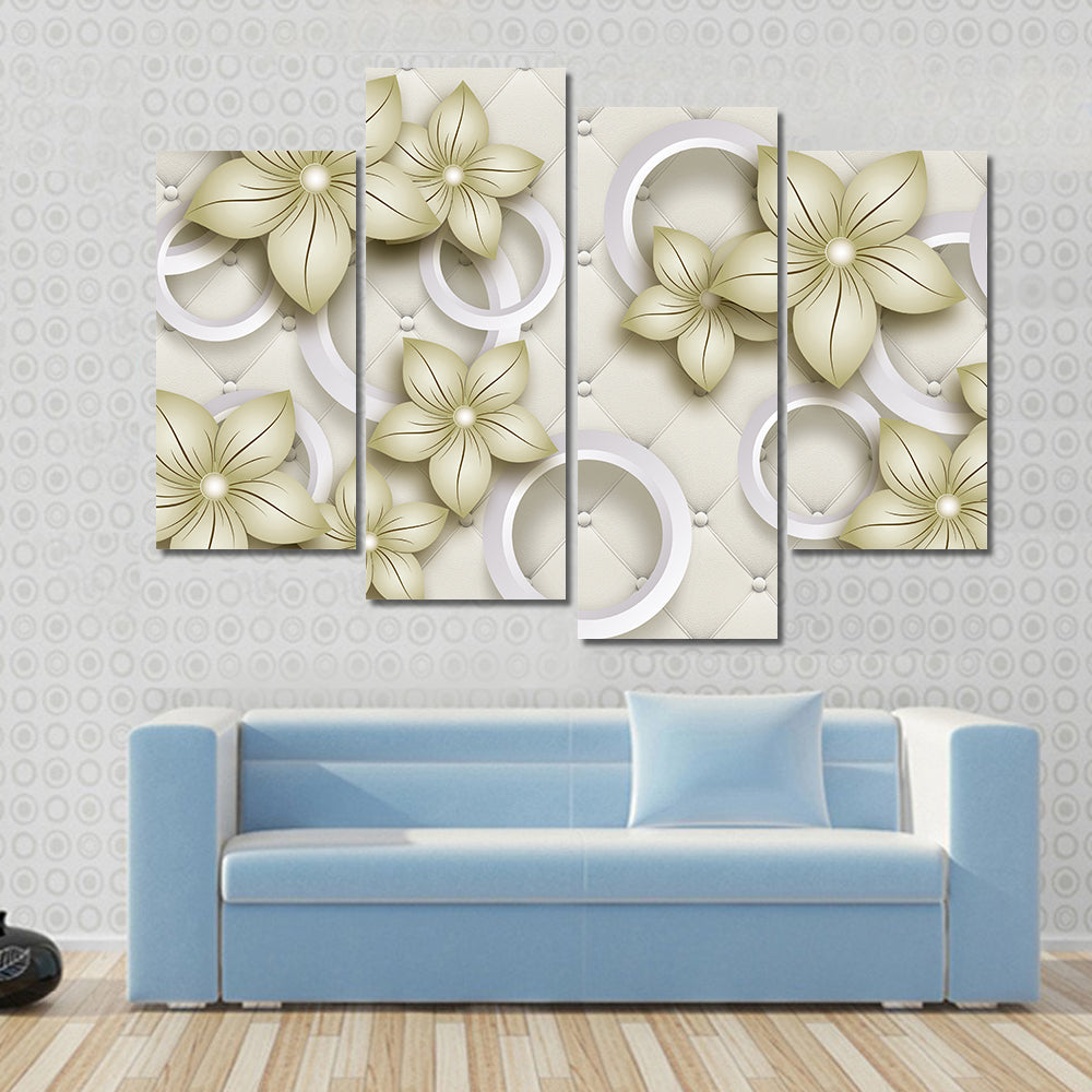 Quilted Floral Wallpaper with Pearl Accents Canvas Wall Art