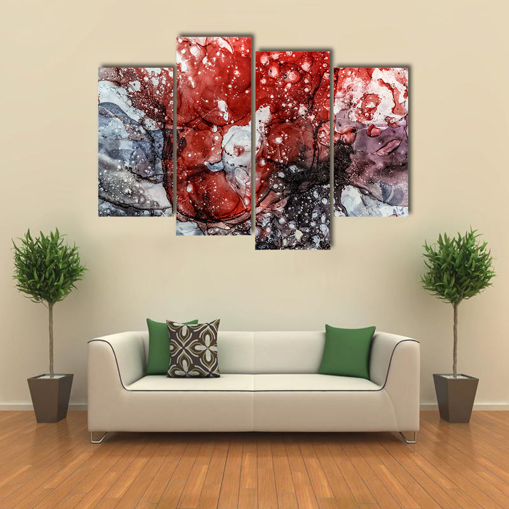 Textured Red Fluid Abstract Canvas Wall Art