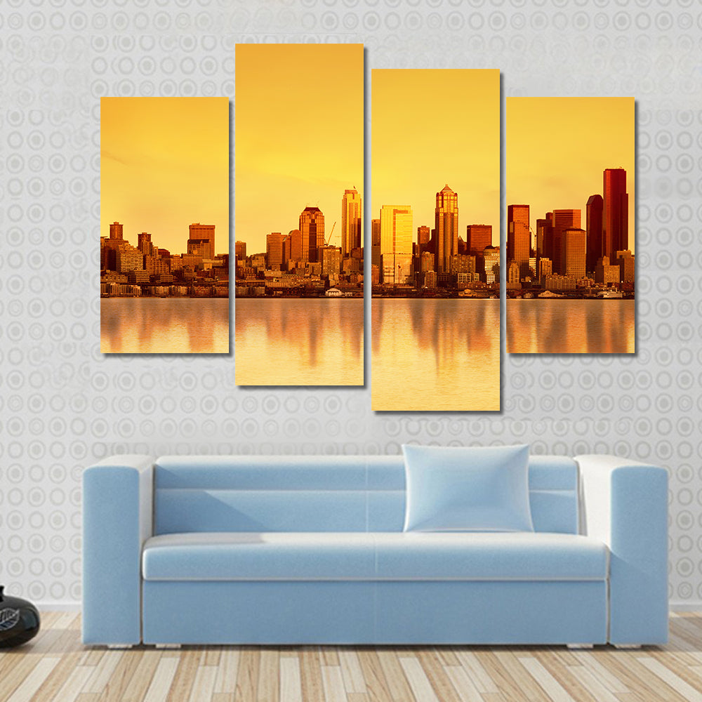 Seattle Skyline at Sunset Canvas Wall Art