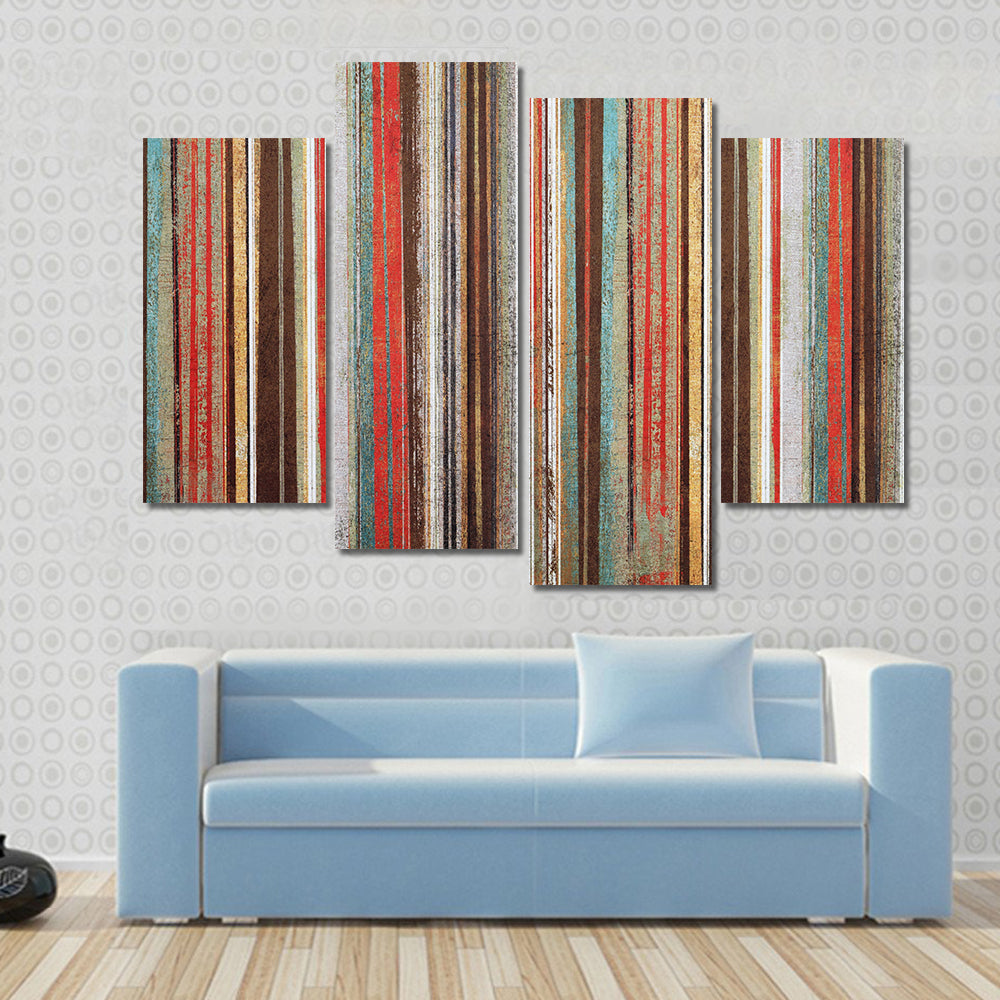 Vintage Shabby Striped Wallpaper Canvas Wall Art