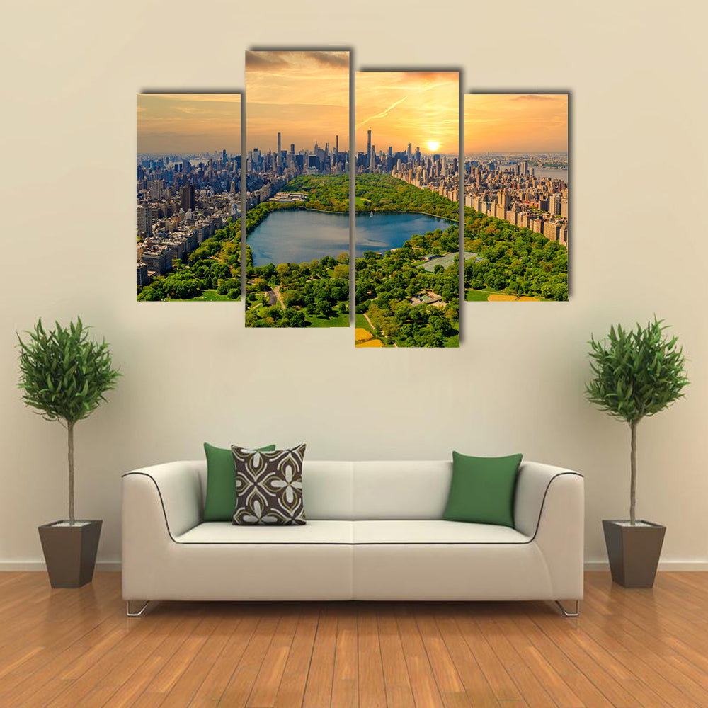 Central Park Reservoir and Manhattan Skyline Canvas Wall Art