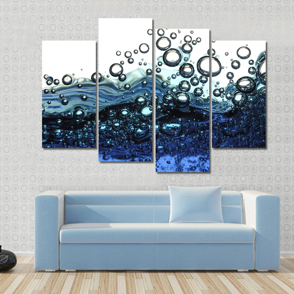 Surface Bubbles Blue Water Abstract Canvas Wall Art