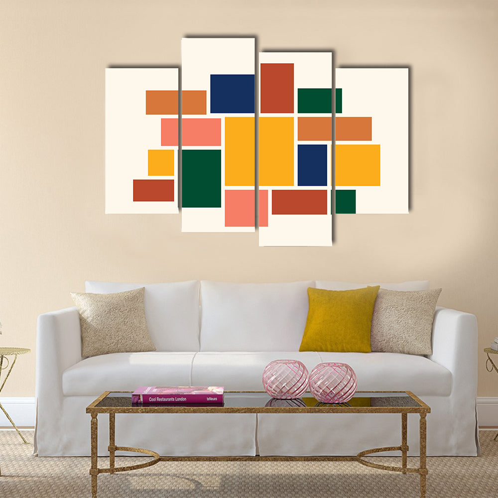 Yellow Square Abstract Geometric Collage Canvas Wall Art