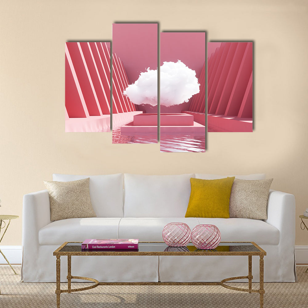 Reflective Pink Pool Abstract Canvas Wall Art