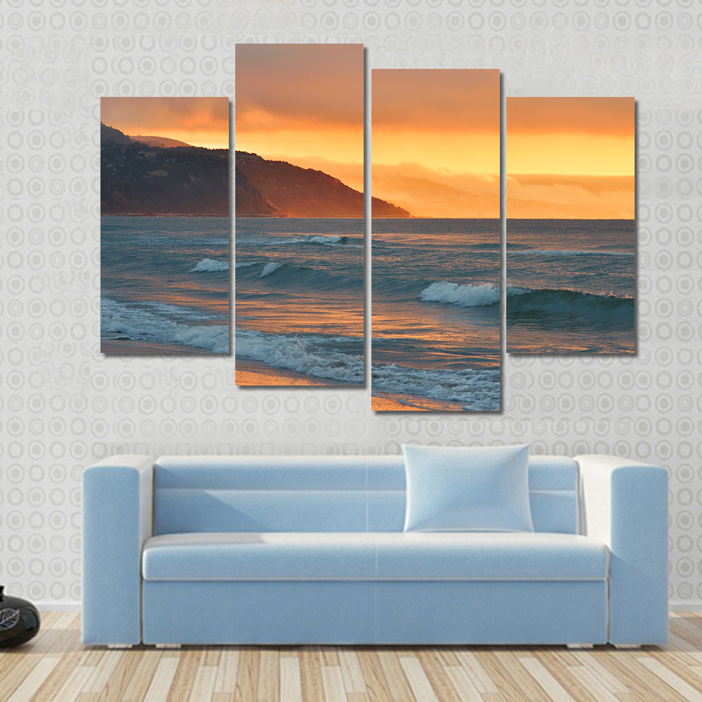 Golden Summer Sea Sunset Canvas Wall Art