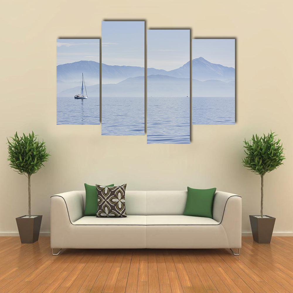 Sailing Boat At Sunrise Canvas Wall Art