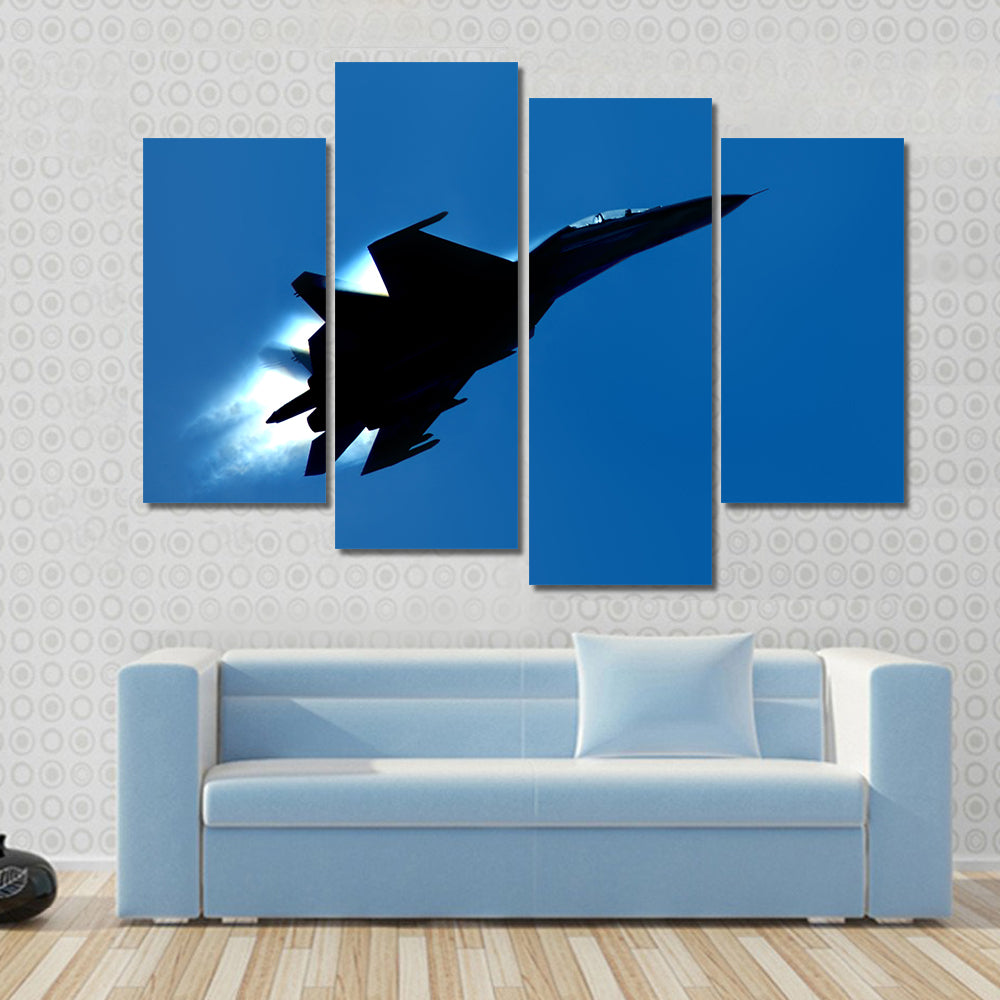 Military Fighter SU 27 Silhouette Canvas Wall Art
