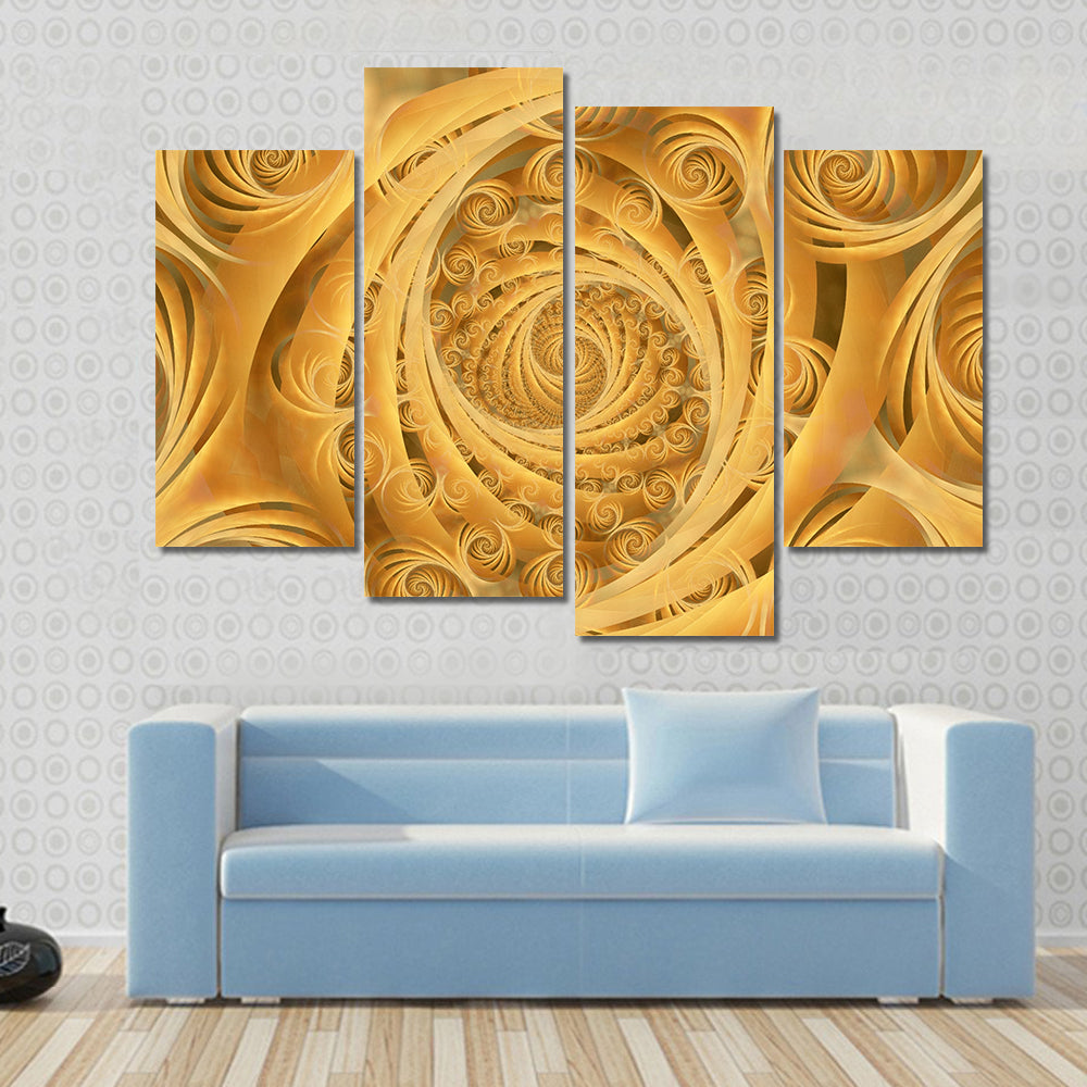 Wispy Gold Spiral Pattern Canvas Wall Art