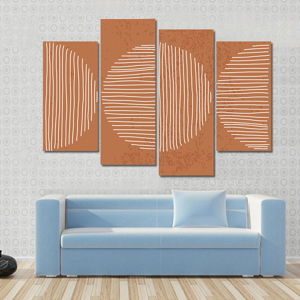 Minimalist Terracotta Geometric Circles Canvas Wall Art
