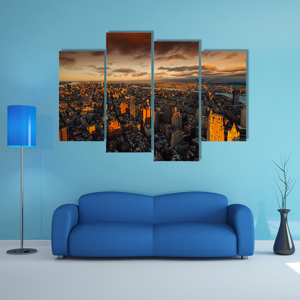 New York to South Manhattan Skyscraper Canvas Wall Art