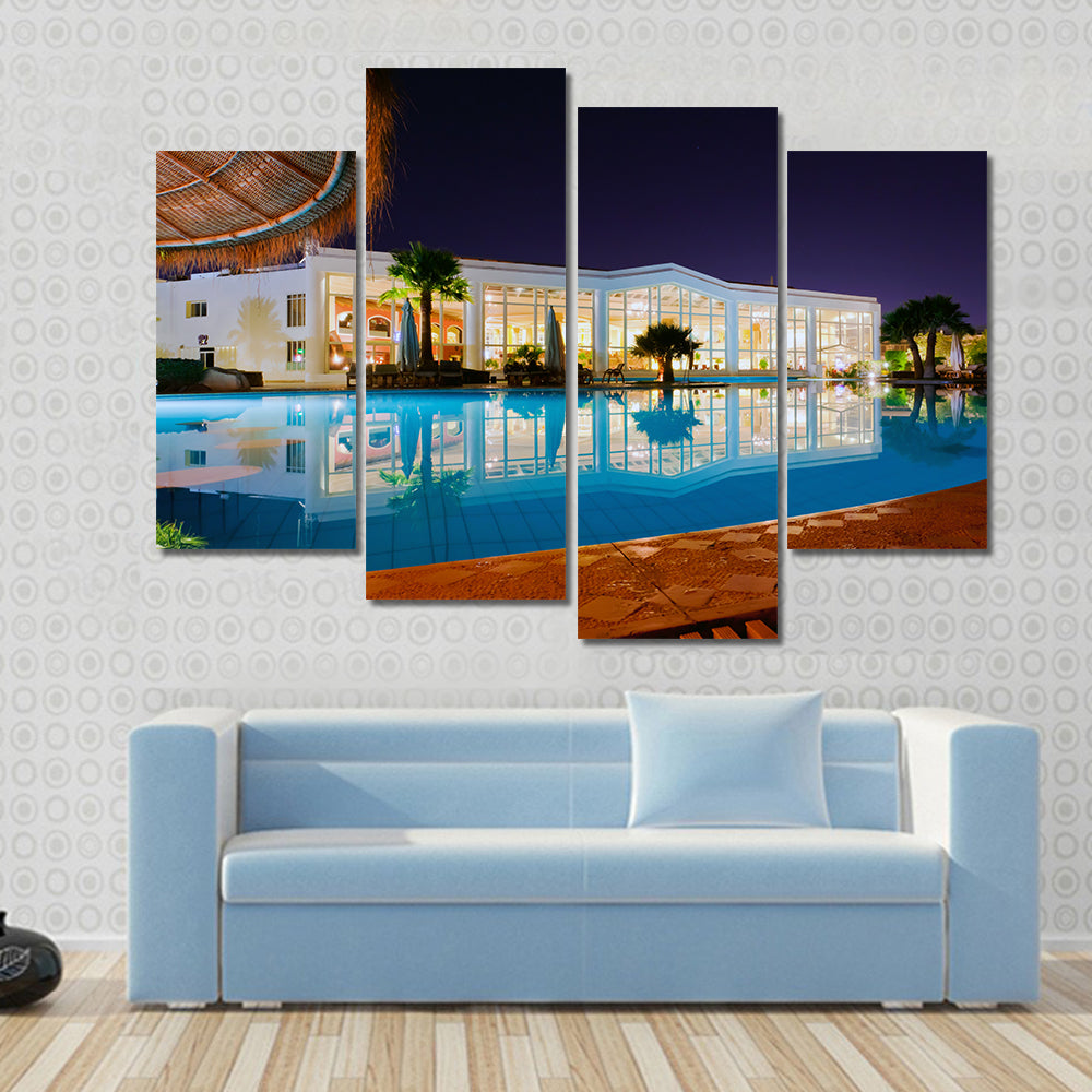 Luxury Resort Pool at Night Canvas Wall Art