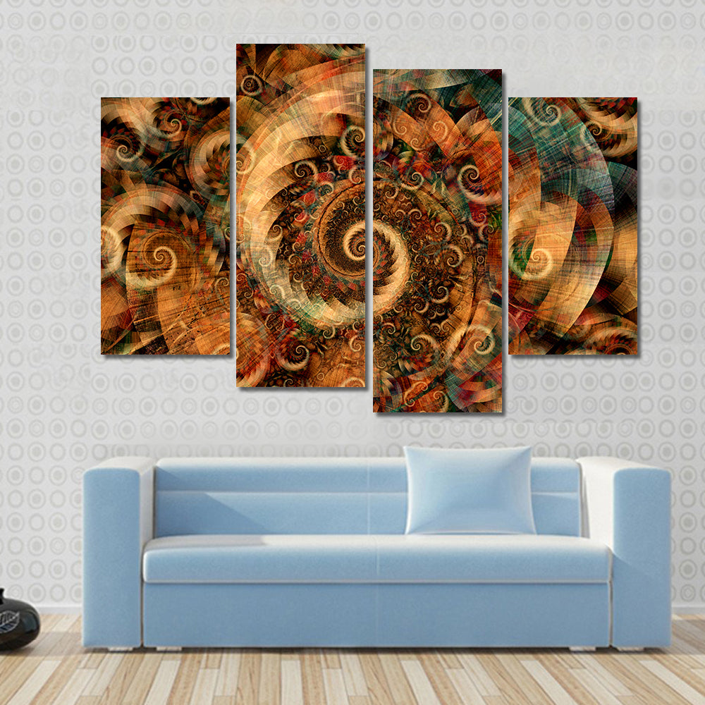 Fractal Spiral Swirls in Warm Earth Tones Canvas Wall Art