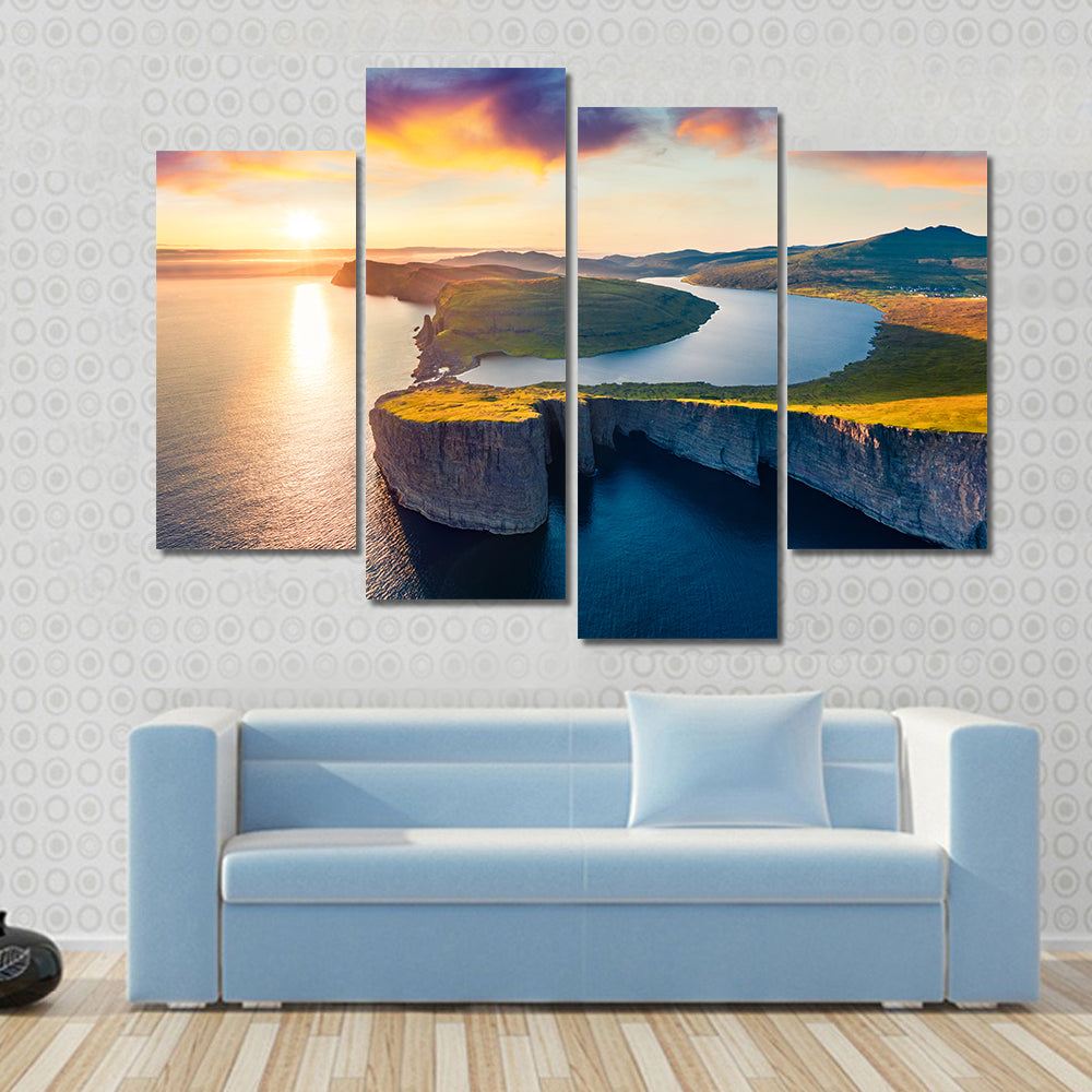 Sorvagsvatn Lake In Vagar Faroe Islands Canvas Wall Art