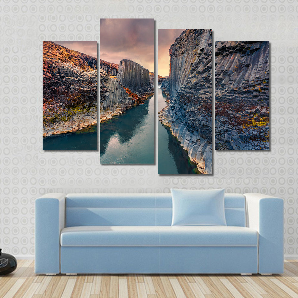 Studlagil Canyon In Iceland Canvas Wall Art