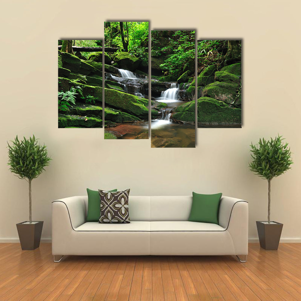 Waterfall In Rain Forest Canvas Wall Art