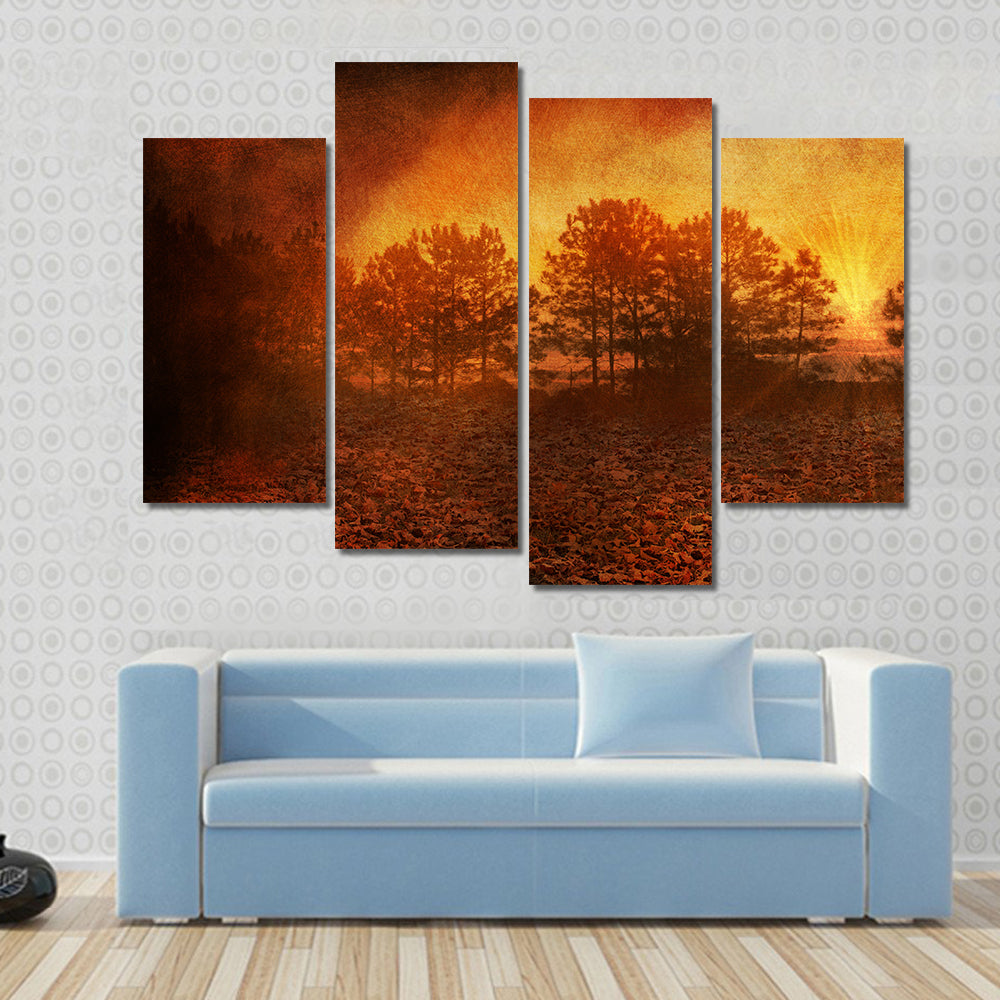 Rusty Golden Textured Autumn Field Canvas Wall Art