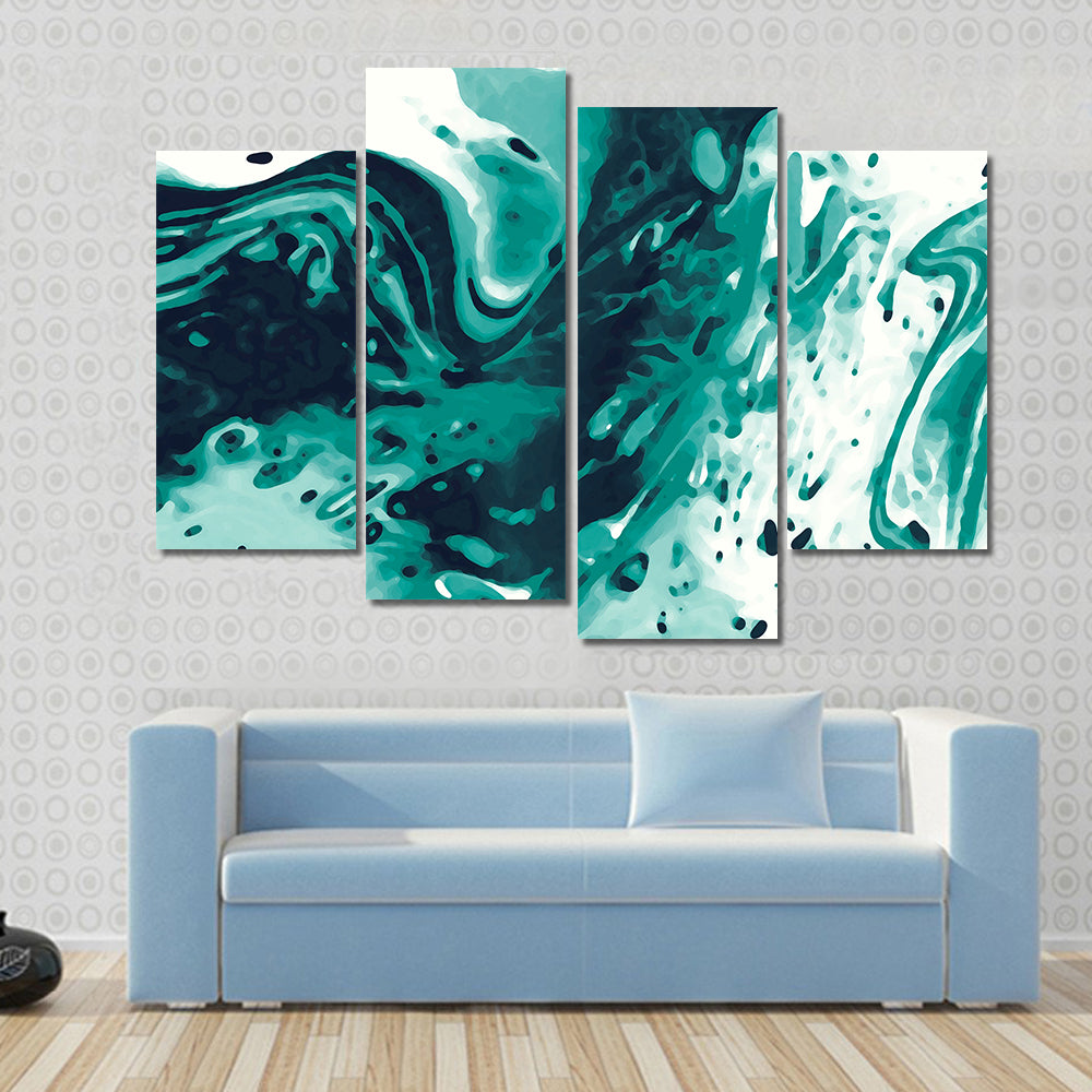 Turquoise Fluid Marbling Canvas Wall Art
